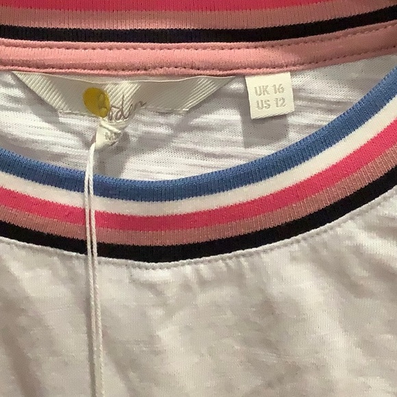 NWT Boden  Short Sleeve T-Shirt with multicolored trim on neck and sleeves - Picture 2 of 4